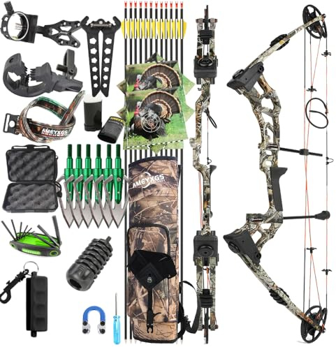 Kit frecce per arco compound da tiro con l'arco 0-70 libbre regolabile 320 fps Tiro con l'arco Caccia - Confezione con accessori per la caccia con l'arco