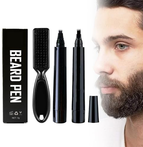 Penna per Barba Uomo,2pcs Kit Penna Barba Istantanea,Kit Matita Riempitiva per Barba Uomo,Beard Filling Pen,Riempimento Barba Impermeabile,Matita per Barba e Pennello per Barba