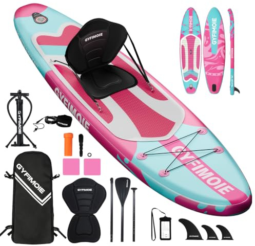 Stand Up Paddle Board with Seat, Inflatable SUP Board with All Accessories Kits 325cm Paddleboard with Hand Pump, Backpack, Non-Slip Deck for Adults & Youth of All Levels(Candy Coral)