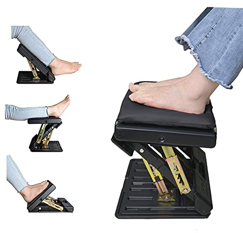 SurmountWay Fußstütze Schreibtisch Fußablage Verstellbar, Fußhocker mit Massage Ergonomisch Höhe Winkel Einstellbar für Büro Zuhause (Schwarz)