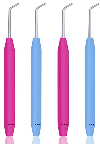 Coopay Strickhaken Set, Stricken Haken Loom Haken, 4 Stück Strickrahmen Haken aus Edelstahl mit Bequemen Griffen, Häkelnadel Haken für Strickliesel Knitter & Knitting Loom (Zufällige Farbe)