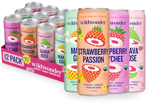 wildwonder Classic Variety Sparkling Probiotic Drink, 12 Pack