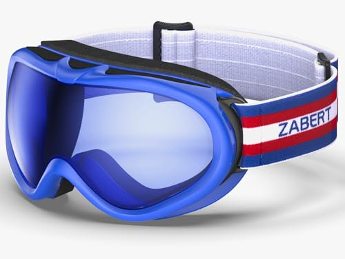 ZABERT Skibrille Kinder, Snowboardbrille für Kinder Jungen Mädchen Jugendliche Alter 5 6 7 8 9 10 11 12 13 14 15 Jahre, Skibrillen mit Brillenträger OTG Blau Rot
