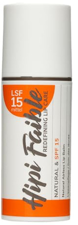 Hipi Faible NATURAL & SPF 15 Intensiv Lippenpflege für trockene Lippen – Premium Naturkosmetik Lip Balm mit Bio Wollwachs, Hygienischer 6 ml Pumpspender, mit Sonnenschutz