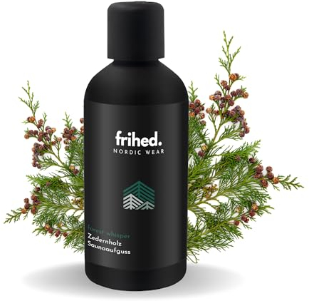 frihed.® Saunaaufguss Forest Whisper - Hochkonzentriertes Zedernholz-Öl - Erfrischend - Langanhaltender Duft - 100ml Glasflasche - Made in Lüneburg