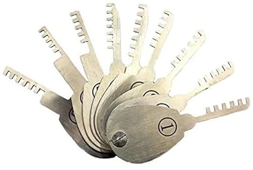 Juego de ganzúas plegables de 9 piezas, herramienta de cerradura de puerta de rastrillo, herramientas profesionales de cerrajero