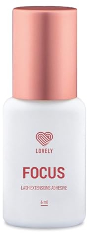 LOVELY Wimpernkleber FOCUS - schneller Kleber, Trocknungszeit: 0,5 Sekunden, 8 Wochen Haftkraft, beständig - Wimpernkleber für Wimpernverlängerung geeignet für Studios & Fremdanwendung - 6ml Schwarz