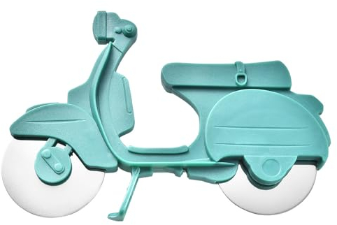 Csirnto Roulette à pizza vélo Roulette à pizza drôle en acier inoxydable en plastique Roue à pizza couteau à pizza Pizza Cutter avec roue de coupe tranchante & support (scooter vert)