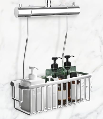 Duschablage ohne Bohren, Duschregal Hängen, Duschablage Zum Hängen, Duschablage Zum Hängen Shampoo Halterung Hängen Duschhalterung für Badezimmer Aufhängen (Silbrig)