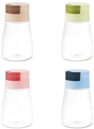 4Pcs Transparent Seasoning Bottle Set Plastic Salt and Pepper Shakers Pepper Spice Jar Container Durable Spice Storage Containers for Kitchen, Cooking, Salt