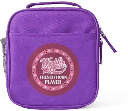 CafePress French Horn Player WB Pink Circle Lunchbox Reusable Lunch Box