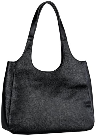 TOM TAILOR Denim Leana Damen Shopper Umhängetasche Reißverschluss Mittelgroß Schwarz