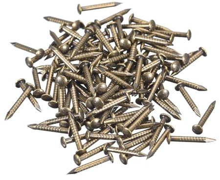 QUARKZMAN 250pcs Pequeños Clavos Dorados, 10x1.2mm(L*D) Clavos Dorados de Cabeza Redonda de Latón Clavos de Hardware para Madera Muebles Manualidades Bricolaje Marco de Fotos, Tono de Bronce