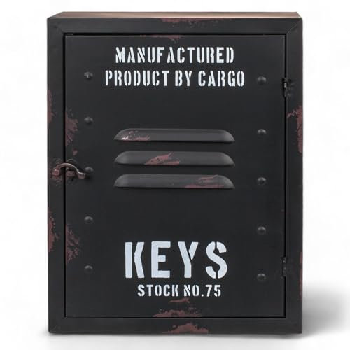 MIJOMA Cassetta portachiavi in metallo – Scatola portachiavi vintage – Robusto montaggio a parete ca. 30 x 23 x 9 cm – Porta chiavi in design industriale