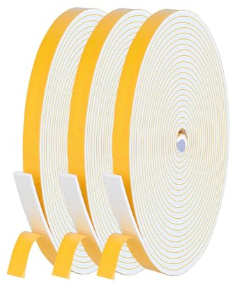 SIGANDG Joint d'étanchéité autocollant, Joint Porte Isolation, pour porte et fenêtre contre les courants d'air froid/anti-collision/insonorisant/imperméable à la poussière (6mm x 1.5mm x 15M, Blanc)