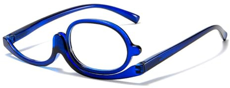 Genérico Gafas de Lectura Lupa Flip Down Cosméticos Lectores para Mujeres, Gafas de Maquillaje, Gafas de Presbicia, Lupa de una Sola Lente, Gafas Giratorias(Azul,2.5X)
