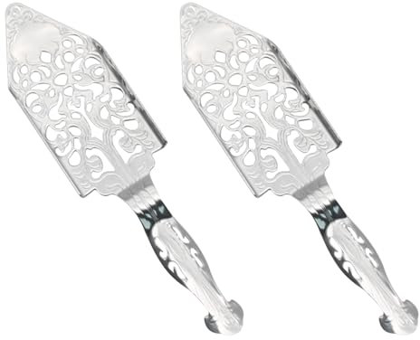 GWYAN 2Pcs Silver Hollowed Out Stainless Steel Absinthe Spoons Wormwood Cocktail Dripper for Bartending, Coffee Shops and Milk Tea Shops to Filter Sugar
