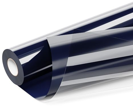 LIKCUT Heat Transfer Vinyl - 12 x 15FT Glossy Navy Blue Iron On Vinyl for Clothes, HTV Cutting Machine, Blue Vinyl Compatible with Heat Press for DIY T-Shirt, Hats, bags,shoes