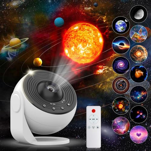 Charmofun Sternenhimmel Projektor mit Fernbedienung, 13 in 1 Planetarium Projektor mit 15 Songs, Galaxy Projektor für Schlafzimmer 360° rotierenden, RojektorLampe Sternenhimmel für Kinder Erwachsene