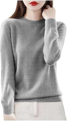 Jersey Mujer Rebajas,Camiaseta Mujer Manga Larga de Punto Casual Cuello Redondo Sueter Manga Larga de Color Lisa Moda Suelto Tumblr Tops Casual Fiesta Versátiles Blusa Original Ropa Otoño Invierno