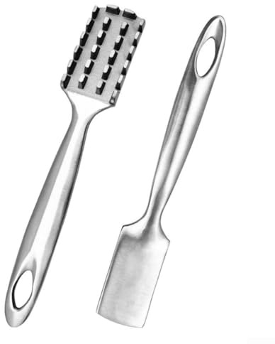 Zoegneer Removedor de escamas de pescado de acero inoxidable 304 con 24 cuchillas de dientes de sierra y cubierta ranurada, mango ergonómico, raspador descalcificador de cocina para cocinar en casa