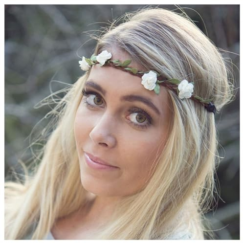 Enautoabs Diadema De Flores De Hawaii Para Las Mujeres Y Las Niñas Coronas De Flores Banda De Pelo Lindo Margarita Playa Diadema Con Elástico Hawaiano Accesorios Para El Cabello De(blanco)