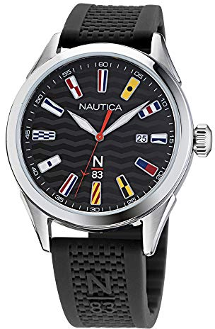 Nautica Men's Quartz Silicone Strap, Black, 20 Casual Watch (Model: NAPHBF004)