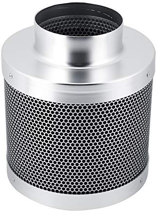 Carbon Air Filter, 200mm 4-inch Stainless Steel Activated Charcoal Filter for Grow Room, Tent Ventilation, Hydroponics Odour Removal