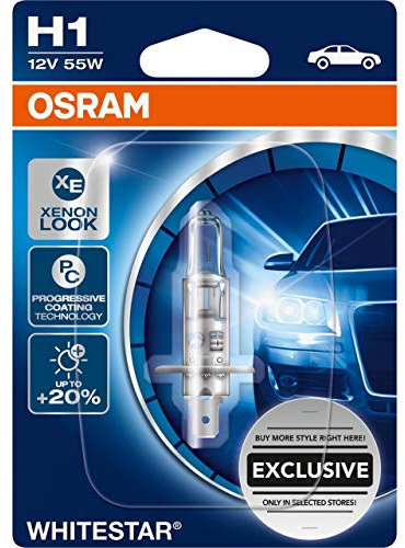 Osram 64150DR1-01B GLL H1 WHITESTAR die Halogen Autolampe mit bis zu 20% mehr Licht im Xenonlook, 12 Volt 55 Watt