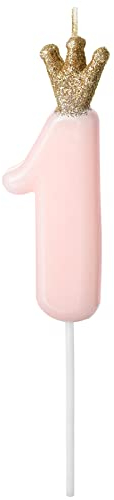 Vela de cumpleaños, 1 vela con números, 1 número 1 primer cumpleaños, decoración para tarta de cumpleaños, color rosa dorado