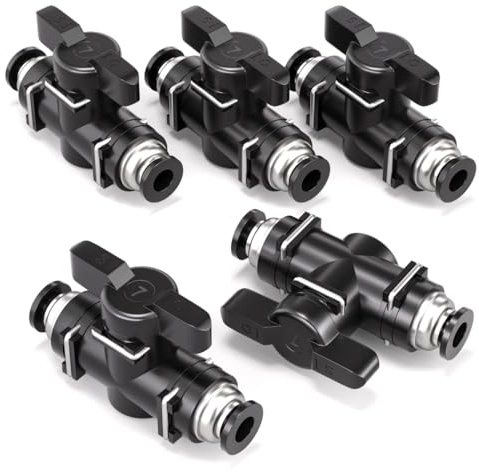 Bwintech 5 Pcs 8mm Pneumatic Ball Valve Push to Connect Fittings BUC Air Flow Control Valve Straight Quick Connect Air Hose Fittings