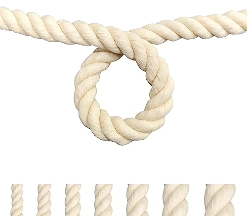 FOSER Cuerda de algodón, hilo de macramé, cordón de algodón para manualidades, proyectos decorativos, juguetes para mascotas (20 mm (5 m)