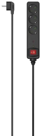 Hama Steckdosenleiste, mit Schalter, 3-Fach, 1,4m (mit Überspannungsschutz, mit Berührungsschutz, 45°, 3 Fach Steckdosenleiste, 3er, Mehrfachsteckdose, Mehrfachstecker, Verteilersteckdose) schwarz