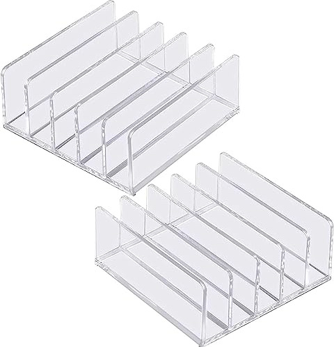 TOLIDA Lot de 2 pinces à billets en acrylique avec 5 compartiments - Organiseur de bureau transparent - Support de rangement pour argent liquide, portefeuille, cosmétique, carnet de notes