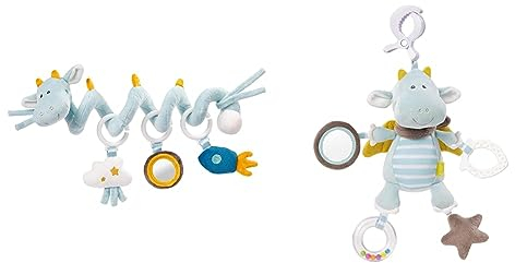 Fehn Activity Spirale Drache - Kinderwagen Spielzeug zum Fühlen und Greifen & Activity-Spieltier Drache – Baby Motorikspielzeug für Kinderwagen