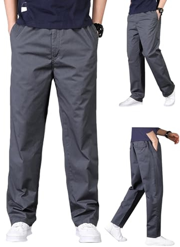 Aotoyou Pantalon Homme Taille Elastique Coton Léger Baggy | Pantalon de Travail Jogging Homme avec Cordon de Serrage et Grande Taille Pantalon Chino Décontracté Coupe Droite