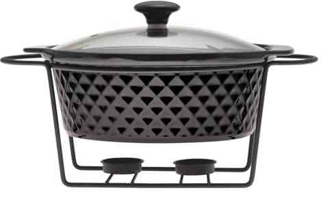 4BIG.fun Chauffe-plat en céramique 2,5 l - Ensemble de buffet en céramique - Chauffe-plat - Récipient de maintien au chaud