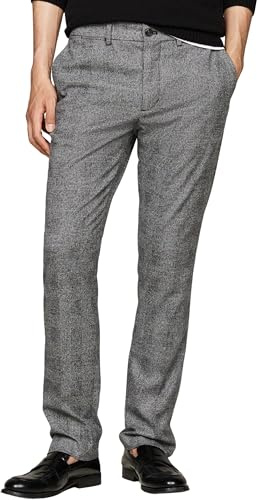 Tommy Hilfiger Pantalón de Tela Hombre Denton Brushed Check Pantalón de Traje, Gris (Turbine Grey), 28W/32L