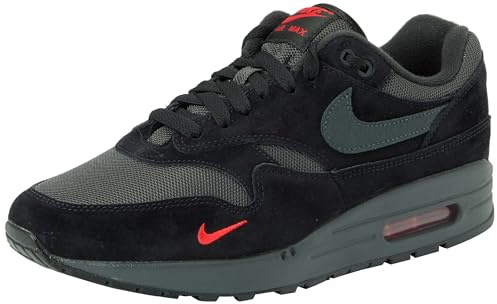 Nike Herren Air Max 1 Sneaker, Black Anthracite University Red, 41 EU