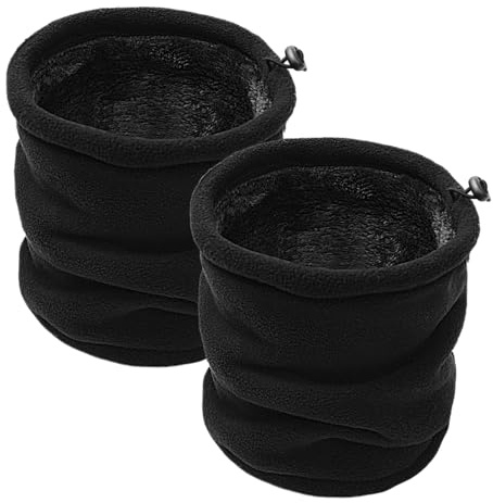 MOVYEE 2 Piezas Braga para Cuello Invierno,Bufanda Tubular Unisex Calentador de Cuello para Running,Moto, Esquí,Senderismo,Ciclismo (Negro)