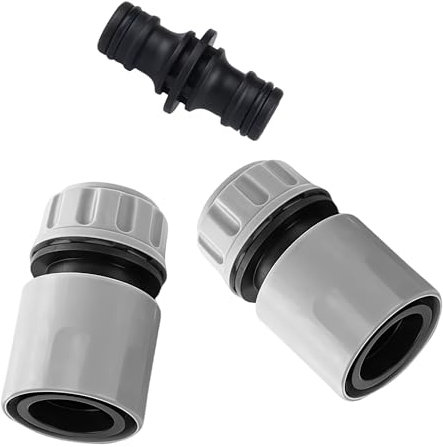 2PCS End Quick Connectors & 1PCS Double Male Hose Connectors for Hose Pipe Fitting 1/2 Plastic Tap Connector, Garden Hose Tap Connector Hose Pipe Fittings Kit