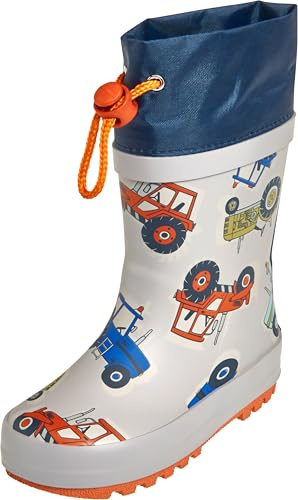 Playshoes Stivali da pioggia unisex per bambini, in gomma, trattore, 23 EU, Trattore., 23 EU