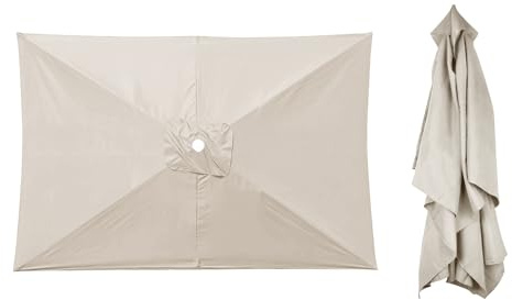 CEIEVER Rectangular Umbrella Canopy Replacement, Canopy Parasol Replacement Canopy 6 Arm Replacement Parasol Cover for Market Table Cantilever Parasol Top for Garden Umbrella (Off-white)