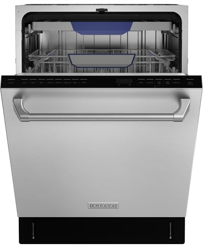 Empava 24 Inch Built-in Dishwasher, Stainless Steel Tub, 15 Place Settings, 8 Wash Cycles, 3 Racks, Dual-Dry System, Top Control, 45 dB Ultra Quiet, Energy Star & UL Certified