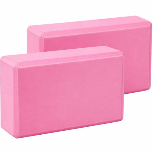 2Pcs Yoga Blocks – Anti-Slip Foam Gym Bricks for Pilates, Stretching & Fitness | Lightweight, Durable & Travel-Friendly Yoga Accessories for Exercise & Practice (Pair of Pink, 23 x 15 x 7.5 cm)