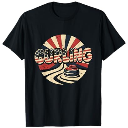 Bandera Americana Curling Camiseta Rizador Piedra Deslizante Camiseta