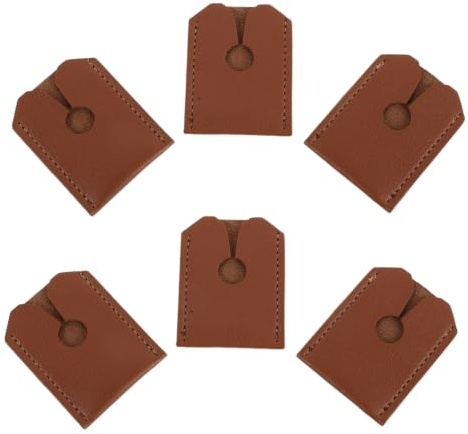 VALICLUD 6pcs Razor Head Protective Cover Safety Razor Protector Pu Leather Brown Sleeve Men’s Travel Grooming Storage