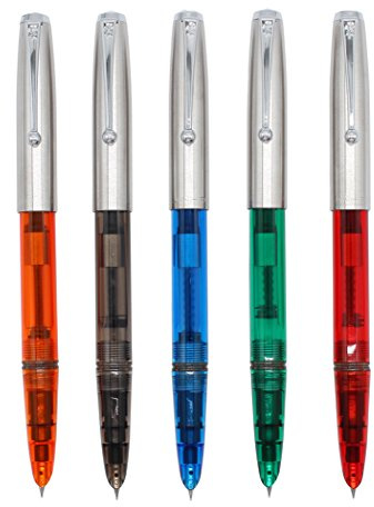 Juego de 5 fuentes de pluma plástica Jinhao 51A, color transparente, diversidad (azul, verde, gris, naranja, rojo)