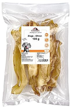 TACKENBERG Ziegenohren für Hunde - leckerer natürlicher Kausnack in Premiumqualität - schonend getrocknet - reines Naturprodukt zur Belohnung, als Snack oder Leckerli, 500 g