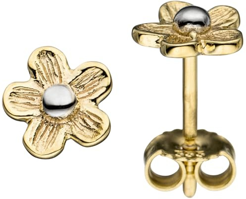 Jobo Damen-Ohrstecker Blume aus 8 Karat 333 Gold Bicolor